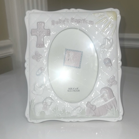 Ceramic Picture Frame, Baby First Baptism Picture Frame - Picture 1 of 8